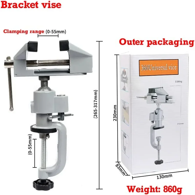 Woodworking Bench Vise - Para perfuração universal de madeira, chave