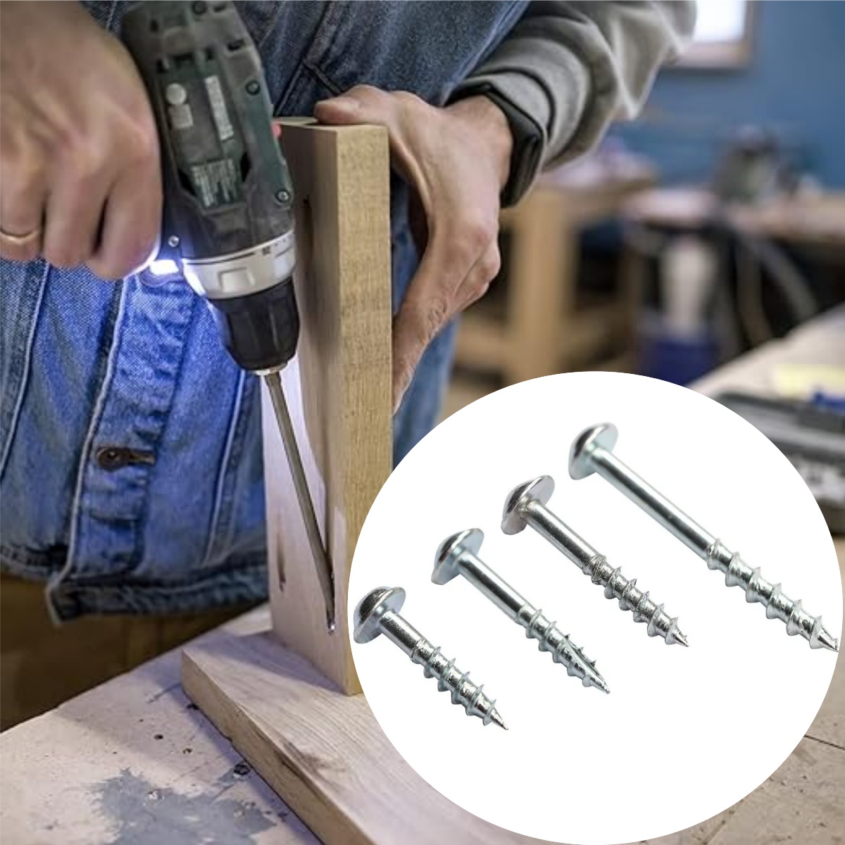 Woodworking Hacks - 100 Parafusos Phillips Zincados para Furos
